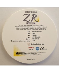 Z0026 SHOFU DISK ZR LUCENT 18MM TRANS