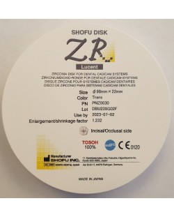 Z0030 SHOFU DISK ZR LUCENT 22MM TRANS